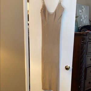 House of Harlow 1960 Tan Ribbed Midi Dress